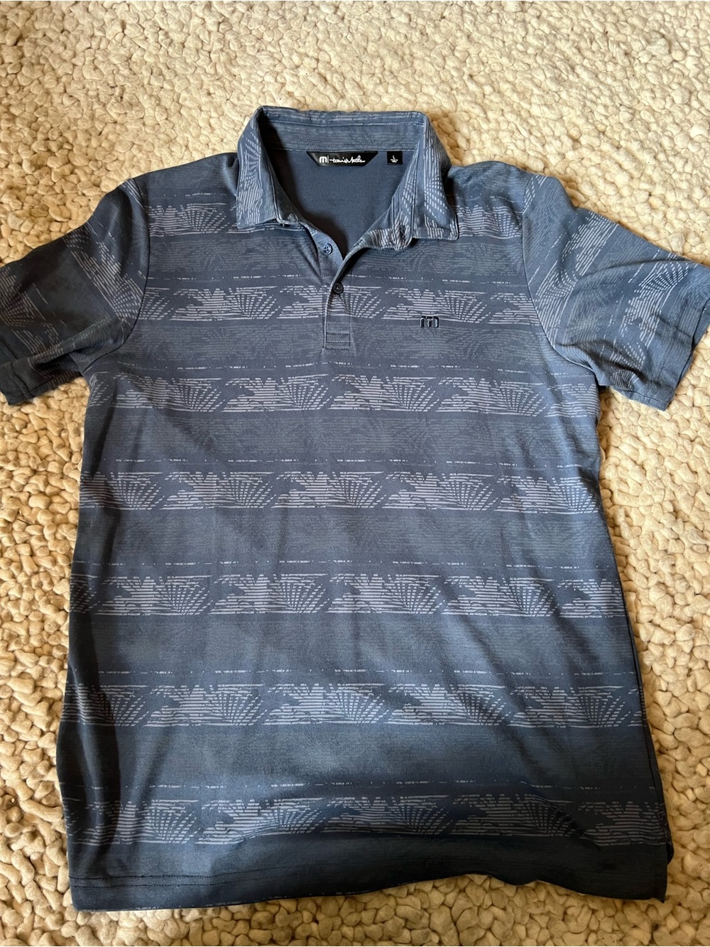 Mens Travis Mathew Cool Blue/ Grey Patterned Golf Polo Shirt